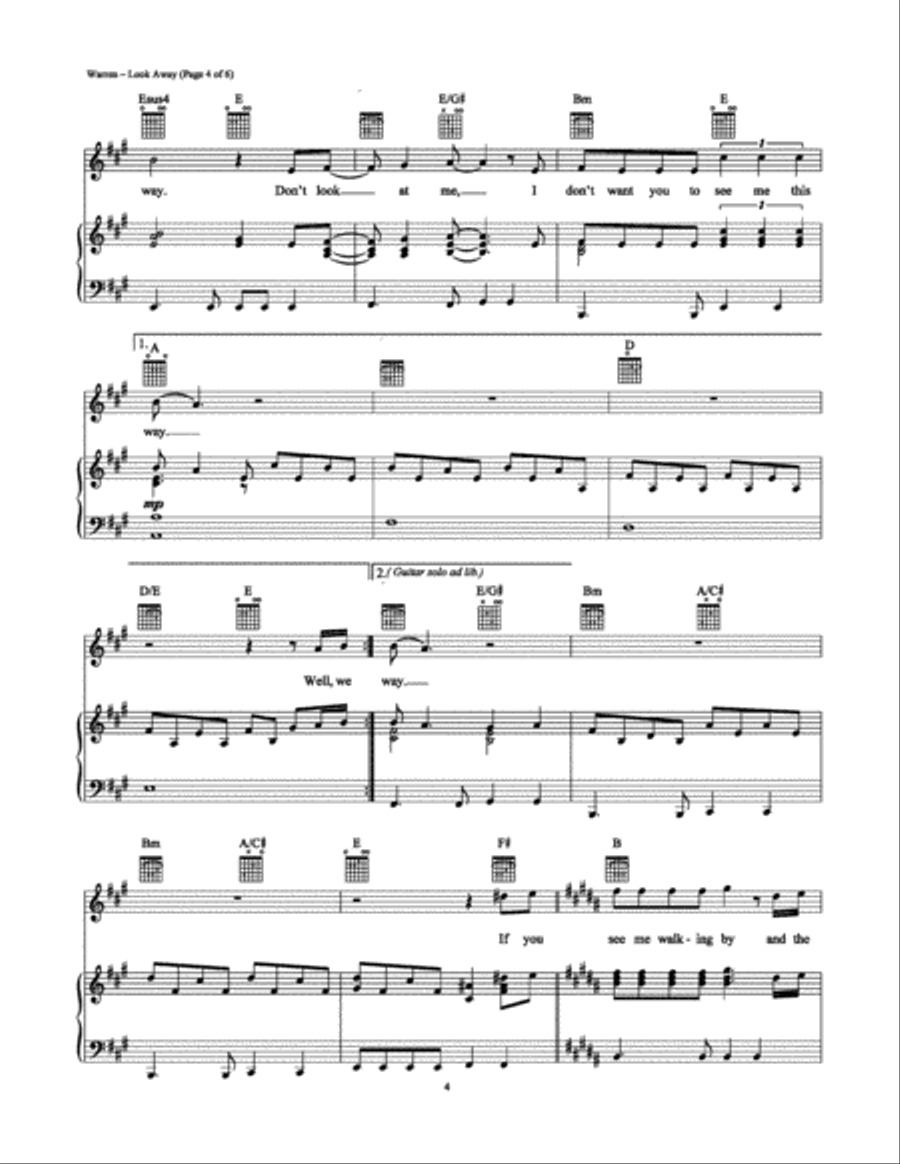 Look Away Piano, Vocal, Guitar scores gallery preview page 4