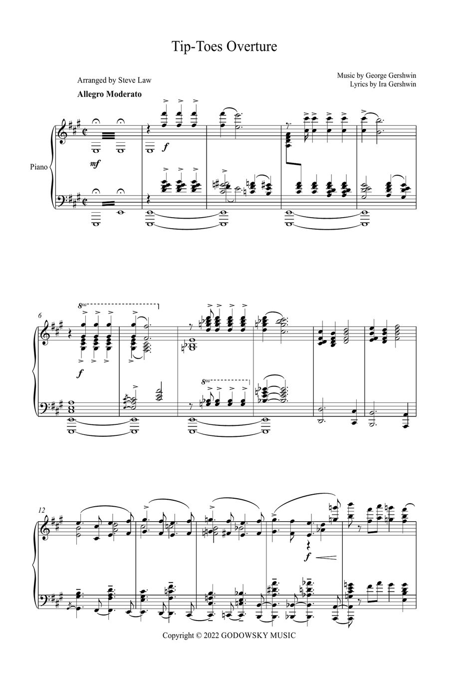Tip-toes - Overture (for 2 Pianos) Piano Solo scores gallery preview page 1