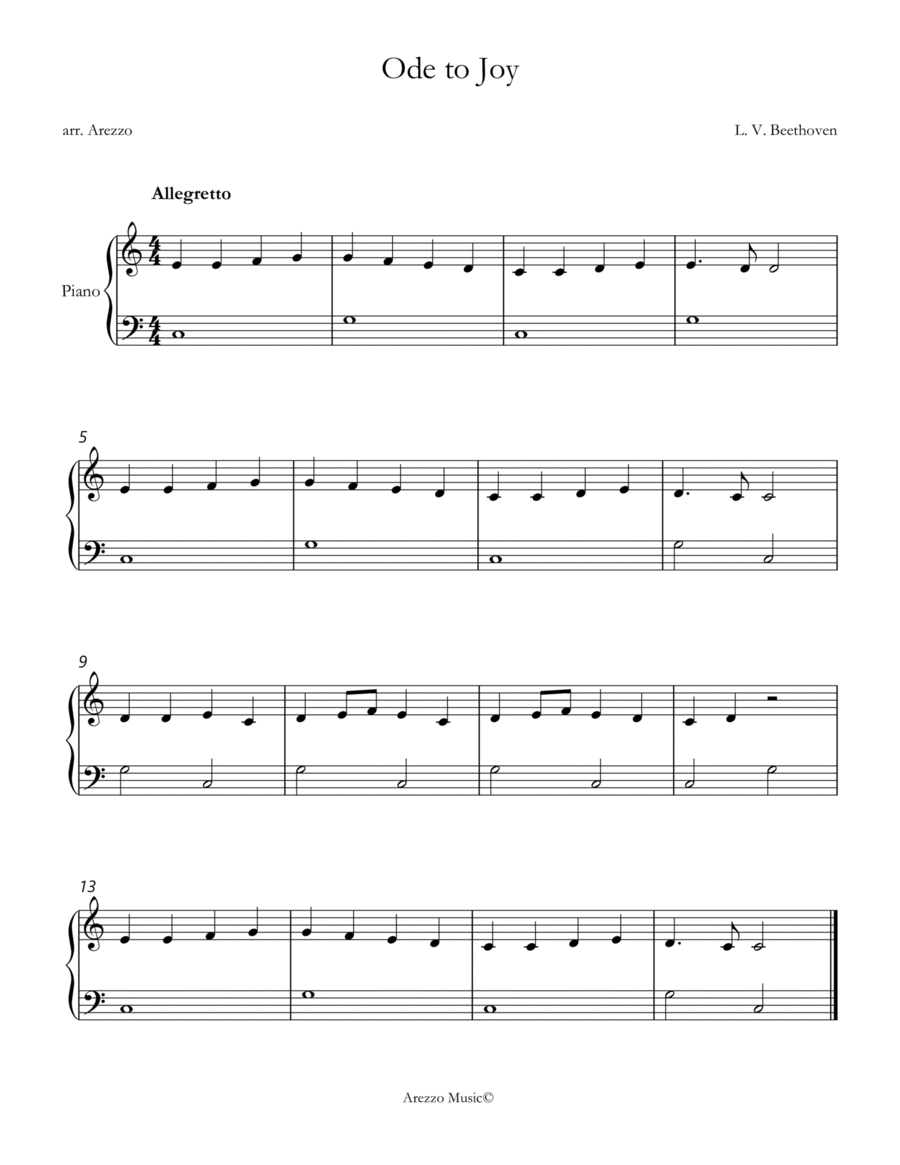 ode to joy easy piano sheet music in C Chamber Music scores gallery preview page 1