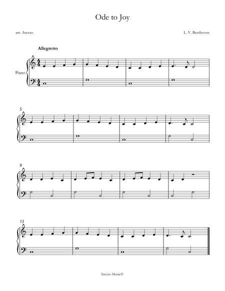 ode to joy easy piano sheet music in C image number null