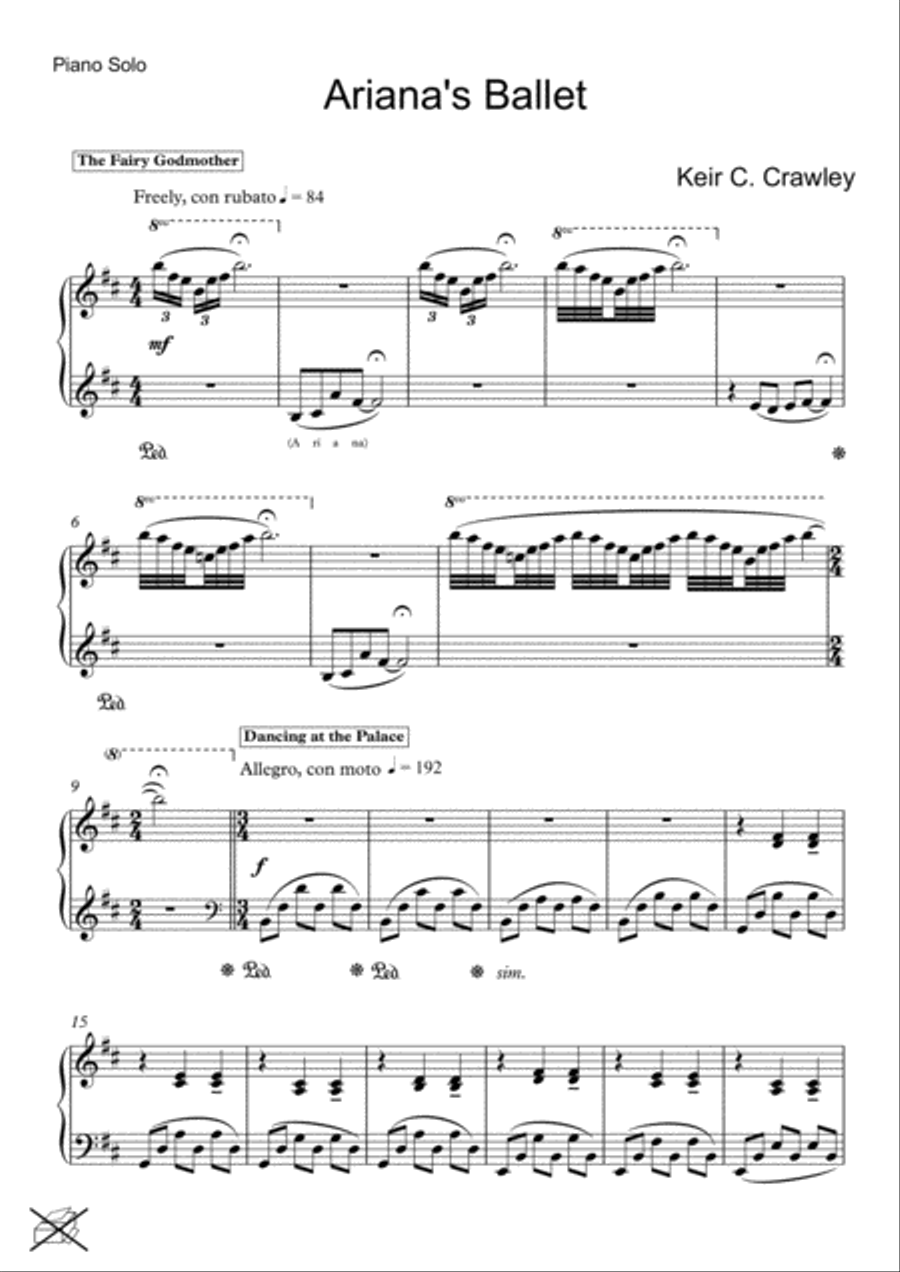 Ariana's Ballet: Part 1 Piano Solo scores gallery preview page 1