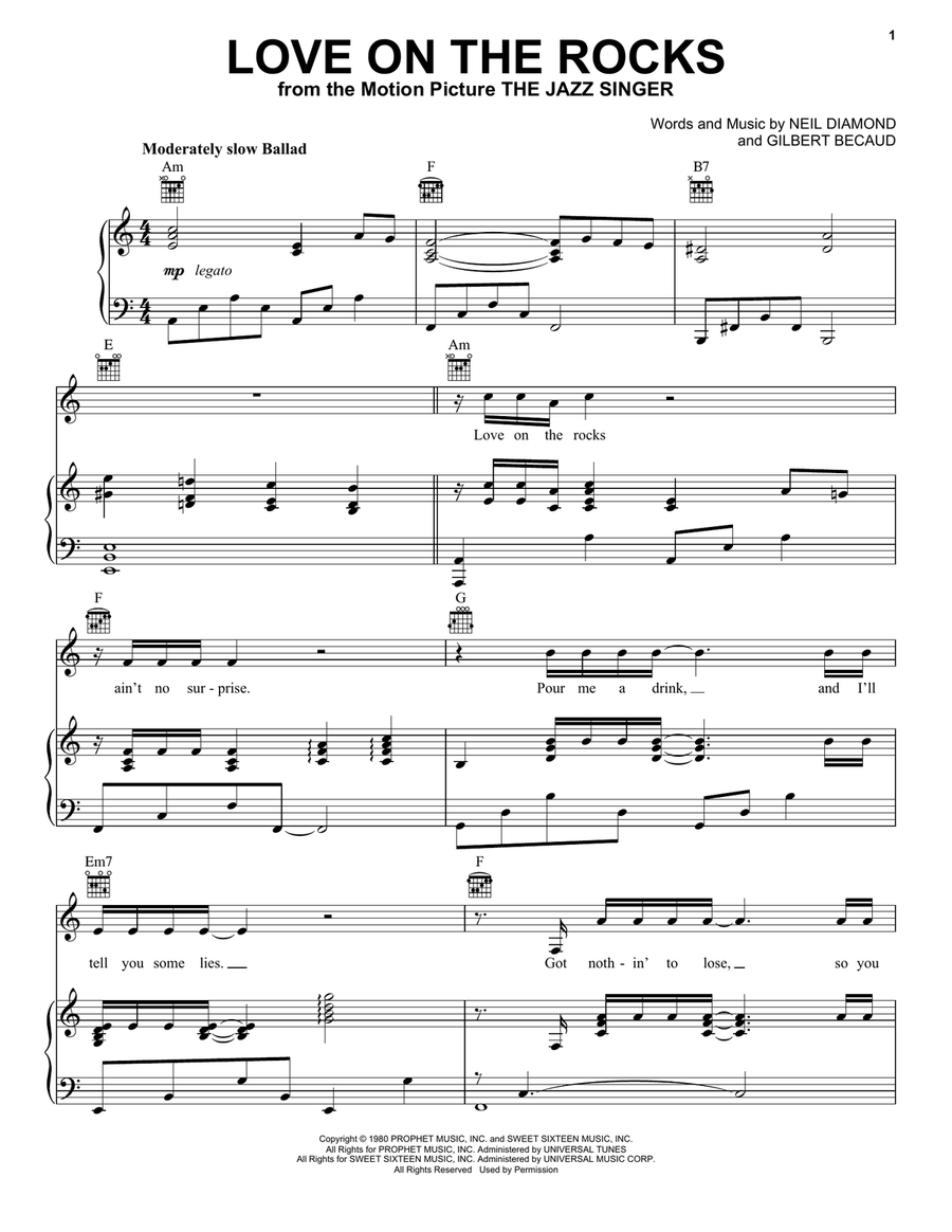 Love On The Rocks Acoustic Guitar scores gallery preview page 1