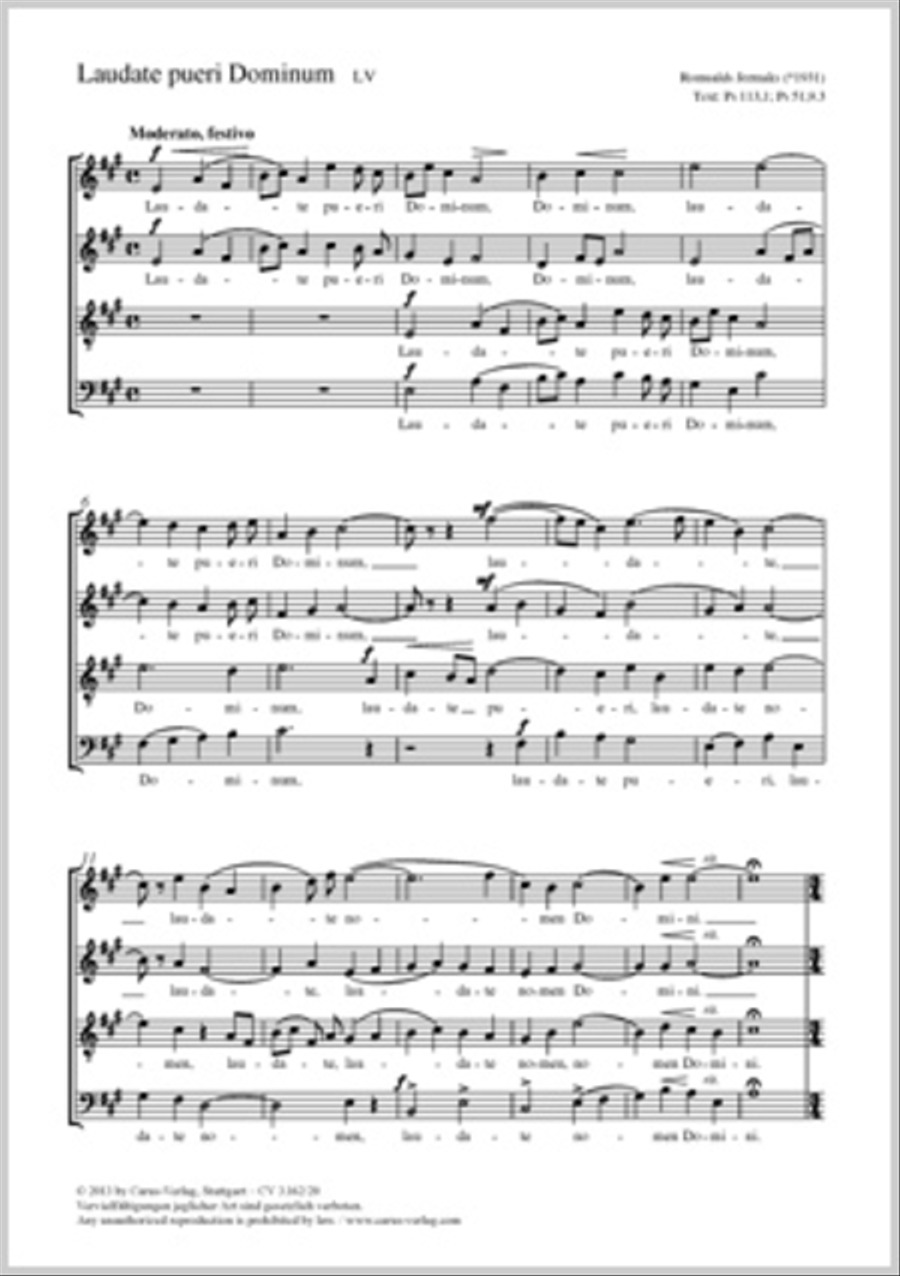 Laudate pueri Dominum 4-Part scores gallery preview page 1