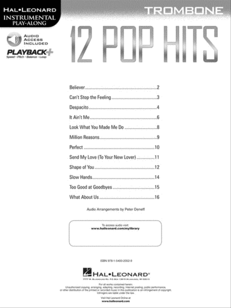12 Pop Hits Trombone Solo scores gallery preview page 2
