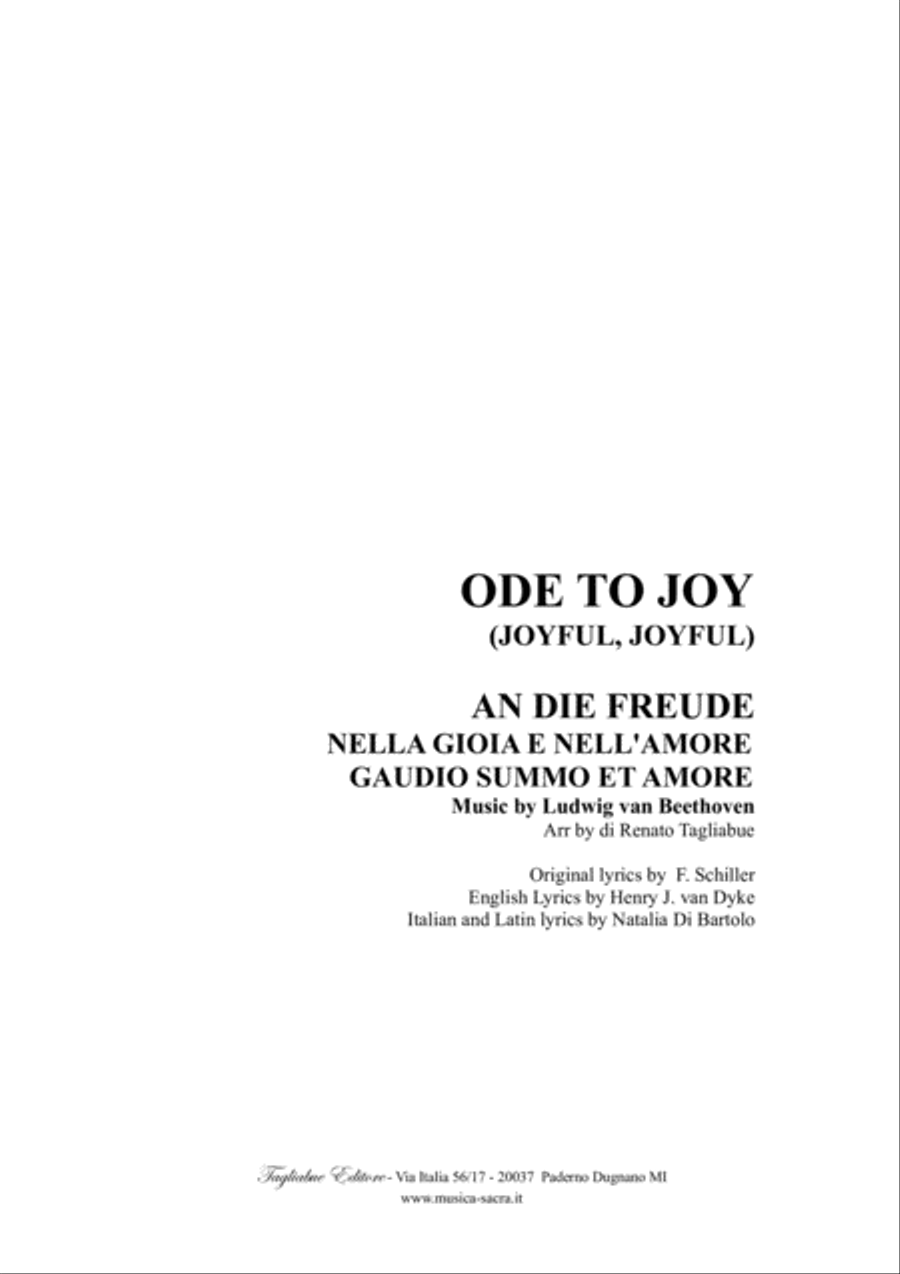 ODE TO JOY (JOYFULL, JOYFULL) - English, German, Italian and Latin Lyrics 4-Part scores gallery preview page 1