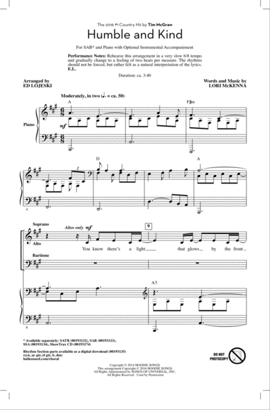 Humble And Kind 3-Part scores gallery preview page 1