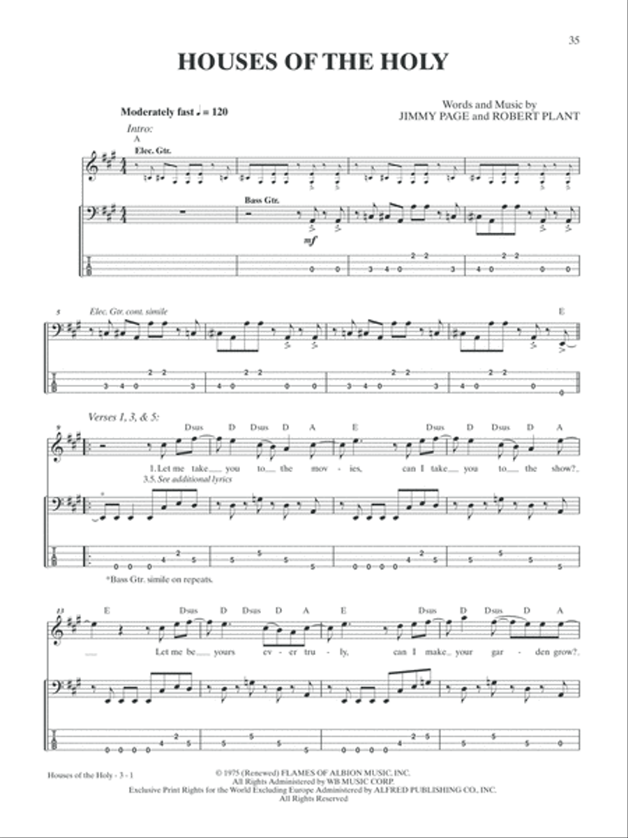 Led Zeppelin -- Physical Graffiti Platinum Bass Guitar Bass Guitar Tablature scores gallery preview page 4
