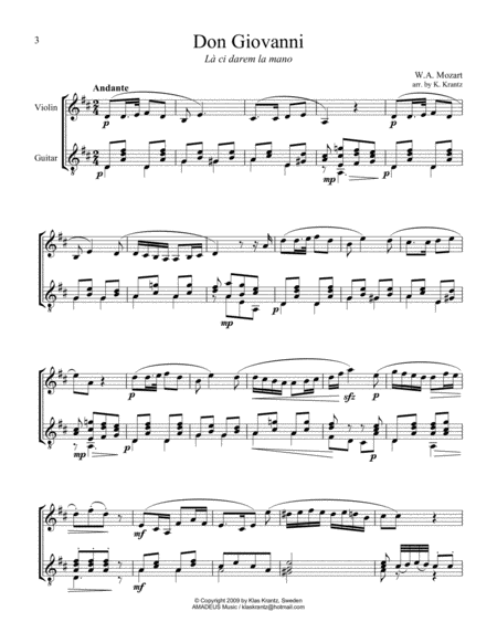 8 short pieces by W.A. Mozart arranged for violin and guitar image number null