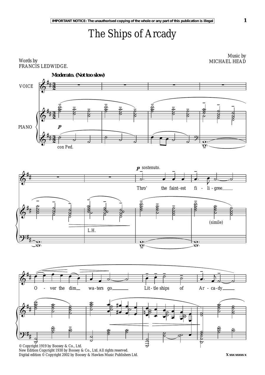 The Ships Of Arcady The Ships Of Arcady Piano, Vocal scores gallery preview page 1