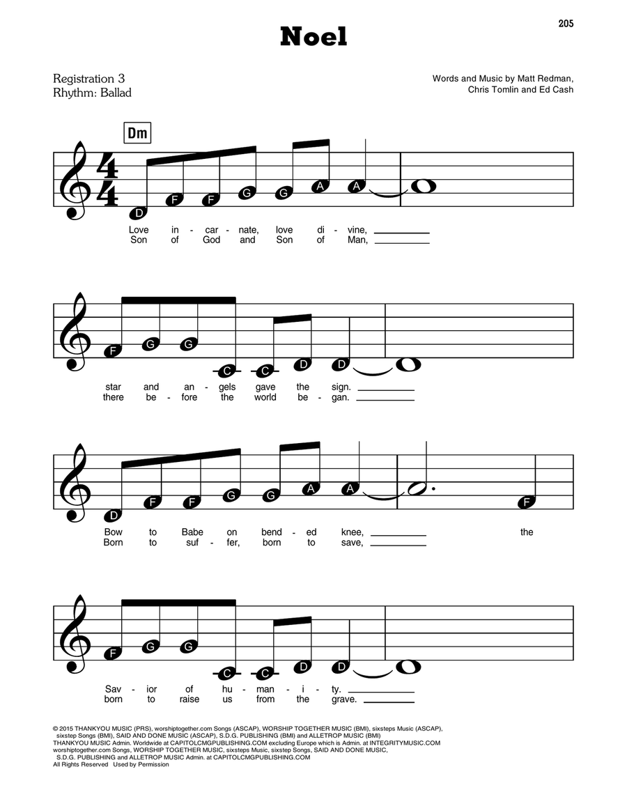 Noel (feat. Lauren Daigle) Electronic Keyboard scores gallery preview page 1