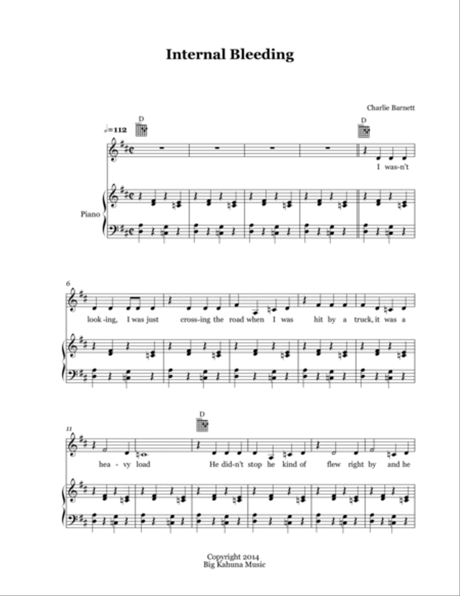 Internal Bleeding Piano, Vocal, Guitar scores gallery preview page 2