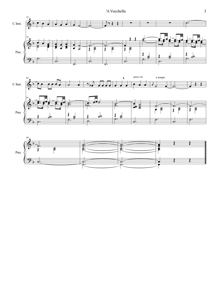 A Vucchella (for Solo C-Instrument (Treble) and Piano) Piano scores gallery preview page 4