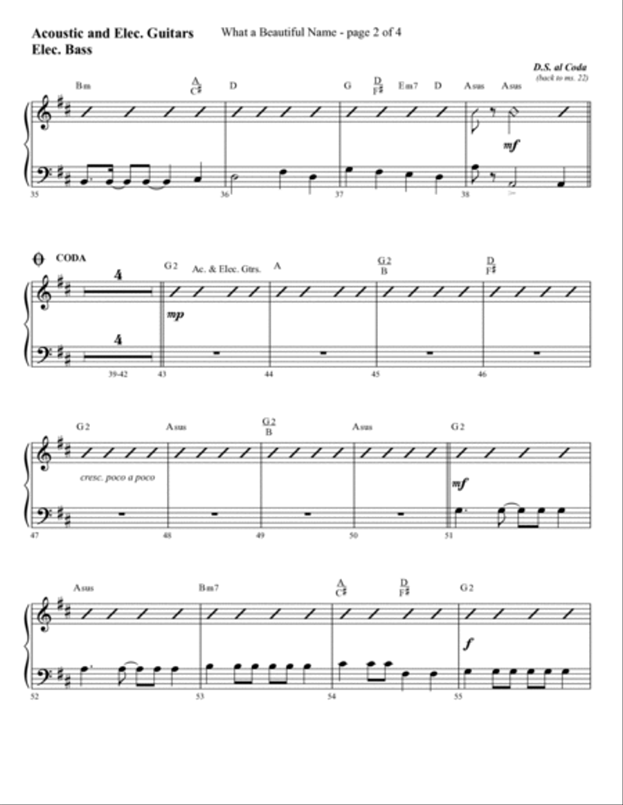 What a Beautiful Name (arr. Joseph M. Martin) - Guitar/Electric Bass Choir scores gallery preview page 2