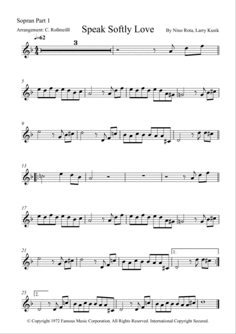 Speak Softly Love Woodwind Quintet scores gallery preview page 5
