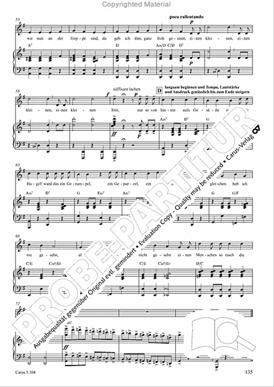 Schindler: Rosenzeit. Ein Liederzyklus uber die Liebe. Chansons fur Singstimme und Klavier Piano scores gallery preview page 136