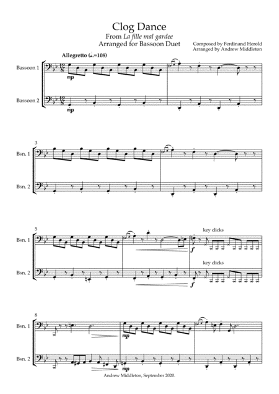 Clog Dance arranged for Bassoon Duet Woodwind Duet scores gallery preview page 3