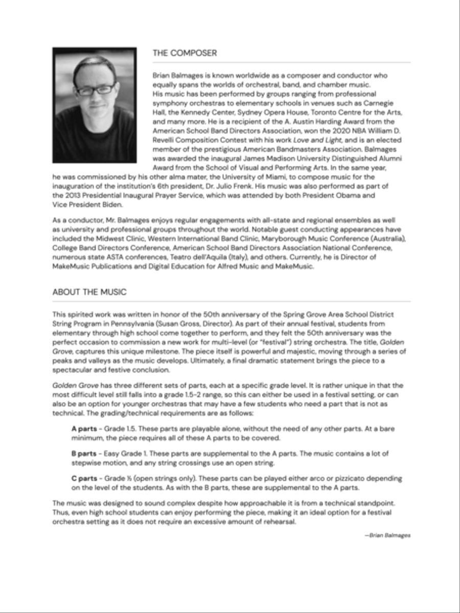 Golden Grove: Score Golden Grove: Score String Orchestra scores gallery preview page 2