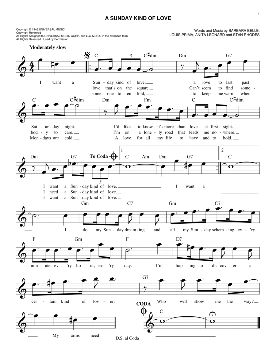 A Sunday Kind Of Love Piano scores gallery preview page 1