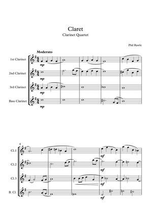 Book cover for Claret - Clarinet Quartet