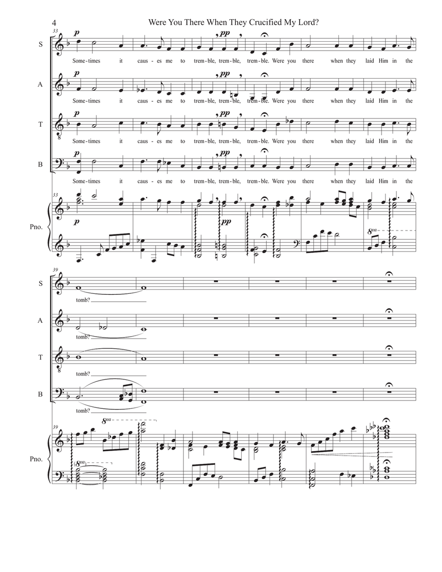 Were You There When They Crucified My Lord? (SATB & Piano) 4-Part scores gallery preview page 4