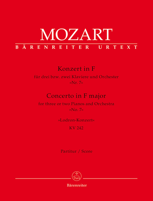 Book cover for Concerto for three or two Pianos and Orchester No. 7 F major KV 242 'Lodron Concerto'