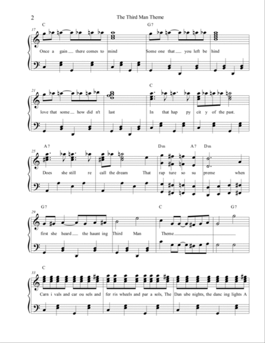 The Third Man (the Harry Lime Theme) Piano, Vocal, Guitar scores gallery preview page 2