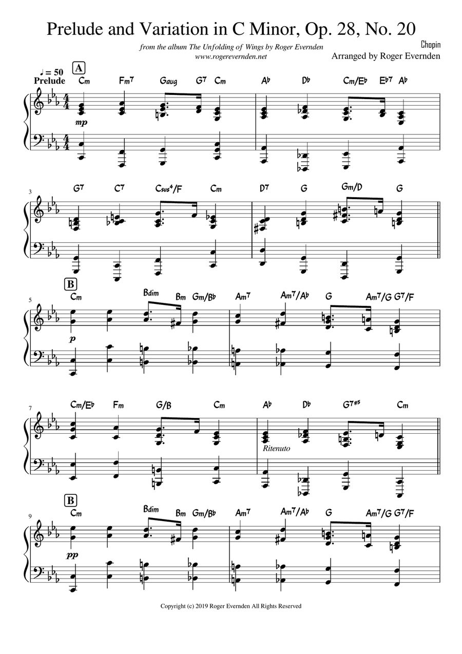 Prelude and Variation in C Minor, Op. 28 No. 20 Easy Piano scores gallery preview page 1