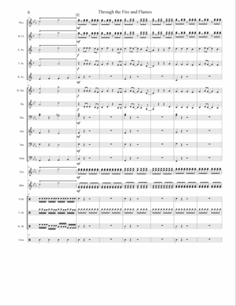 Through The Fire And Flames Marching Band scores gallery preview page 6