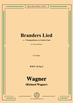 Book cover for R. Wagner-Branders Lied,WWV 15 No.3,in E Major,for Voice and Piano