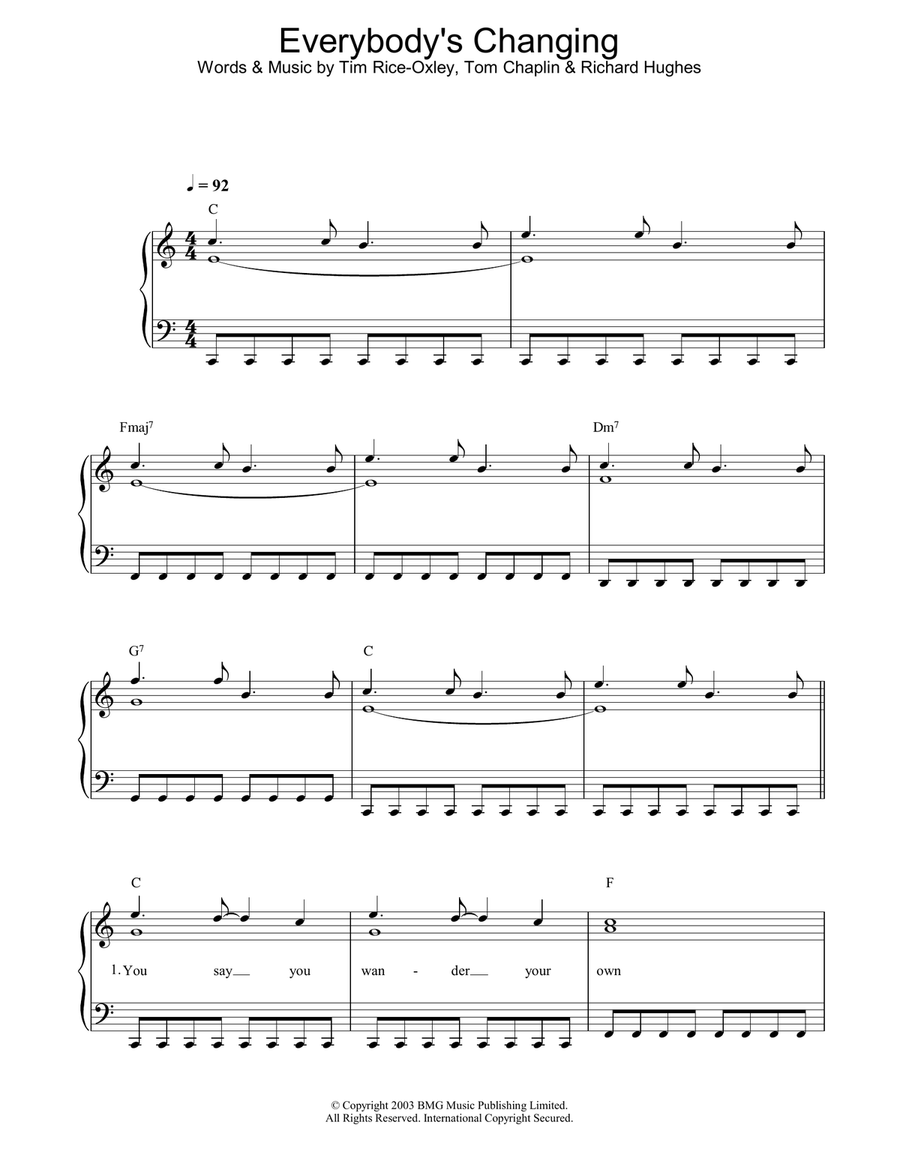 Everybody's Changing Piano Solo scores gallery preview page 1