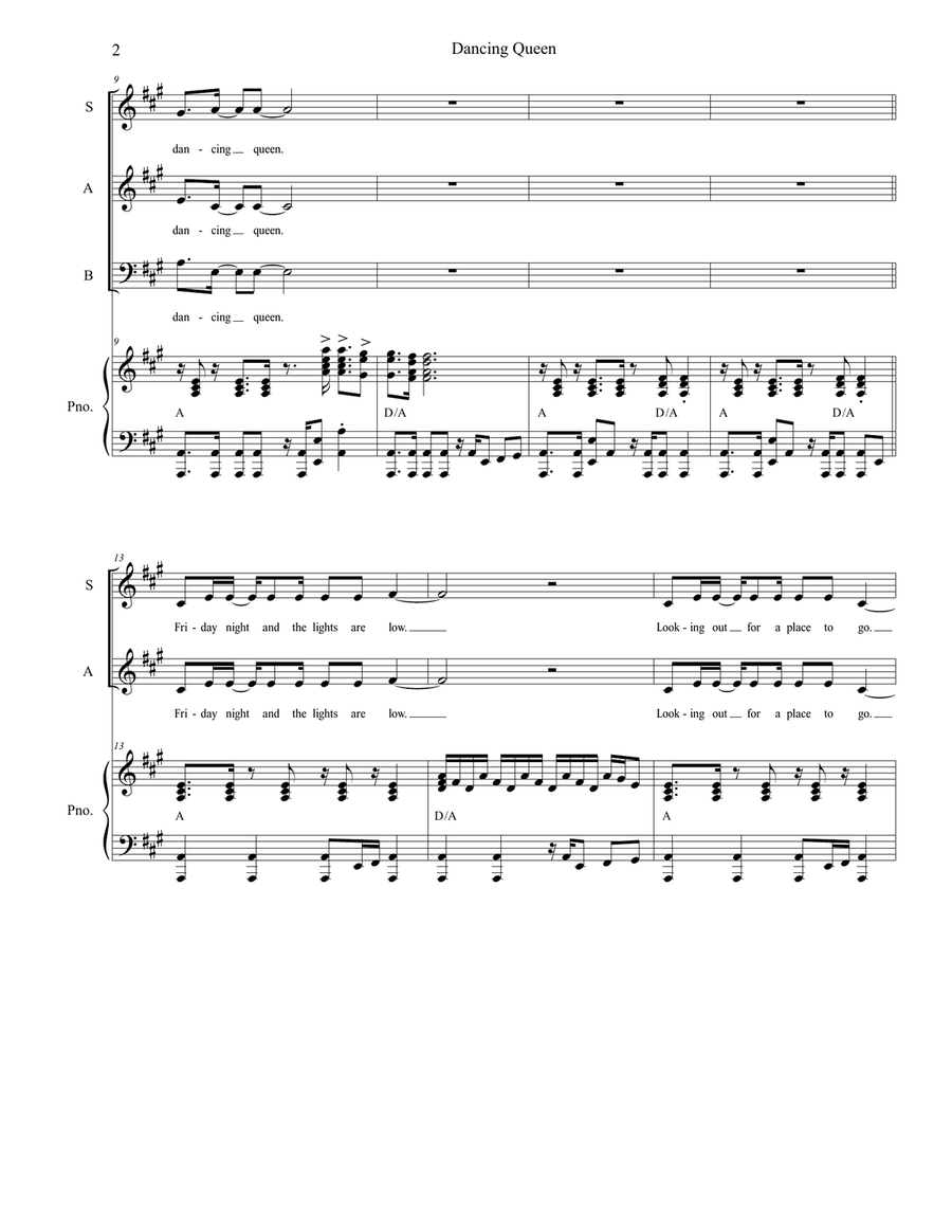 Dancing Queen Dancing Queen 4-Part scores gallery preview page 2