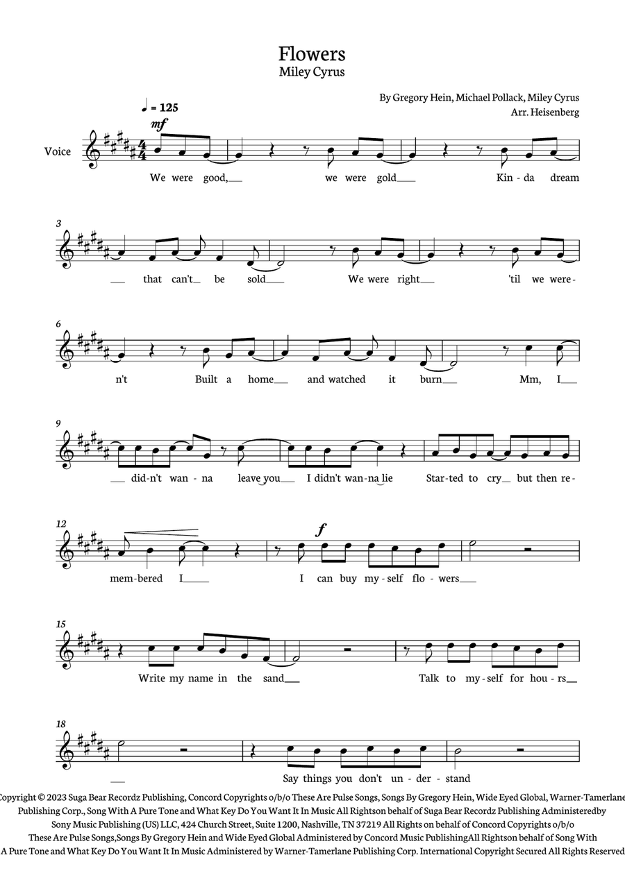 Flowers Flowers Piano scores gallery preview page 1
