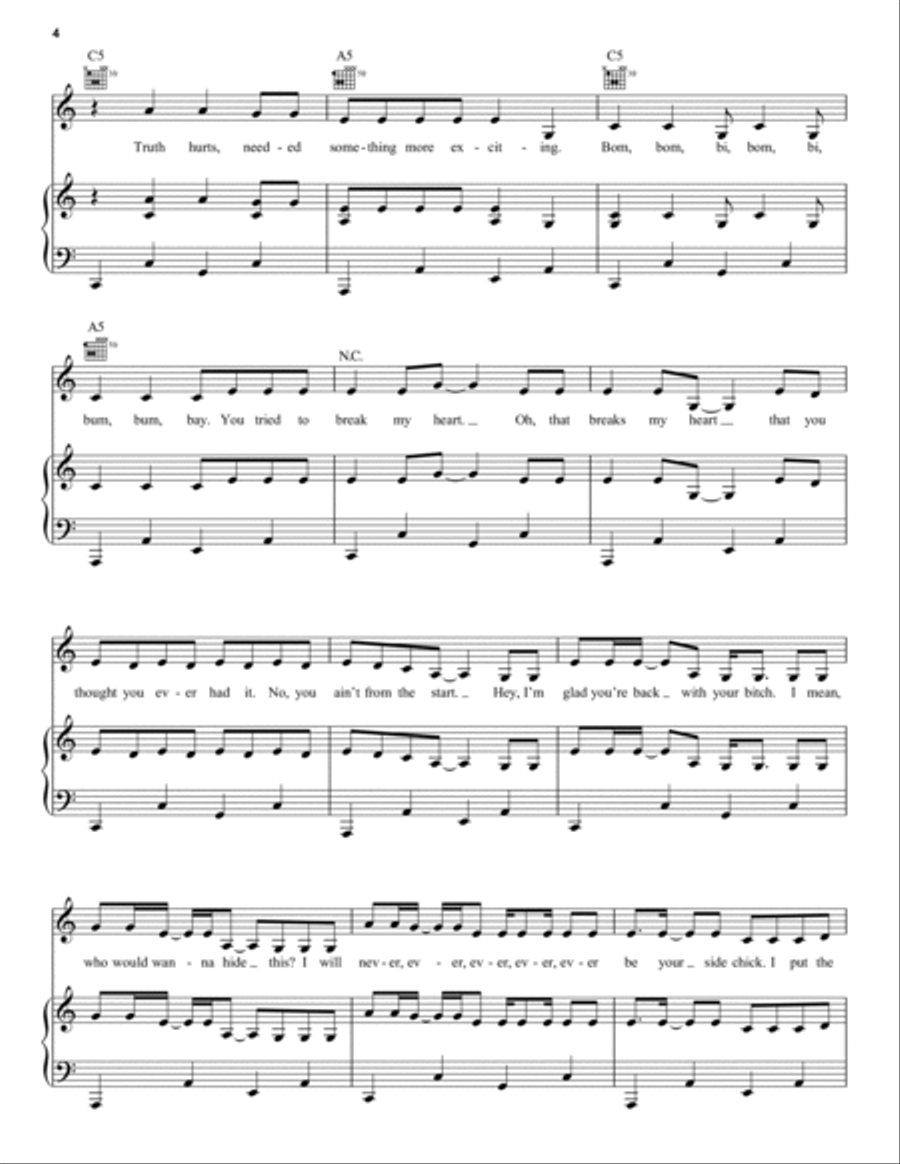 Truth Hurts Piano, Vocal, Guitar scores gallery preview page 4