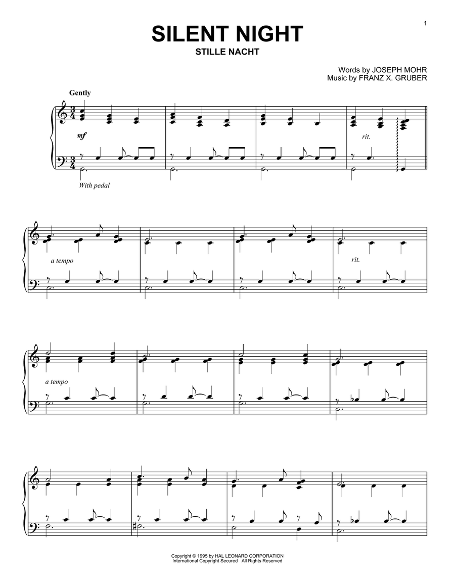 Silent Night Silent Night Piano Solo scores gallery preview page 1