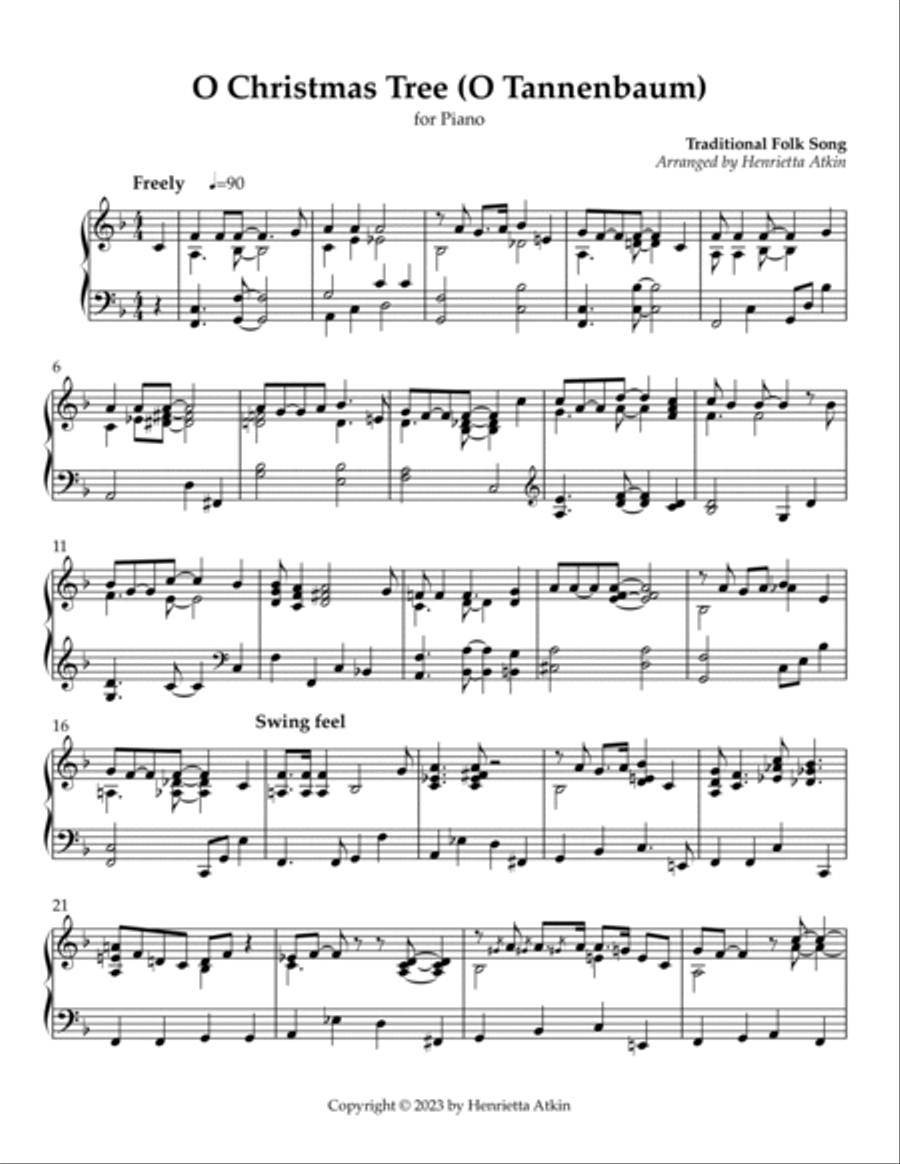 O Christmas Tree! (O Tannenbaum!) Piano Solo scores gallery preview page 2