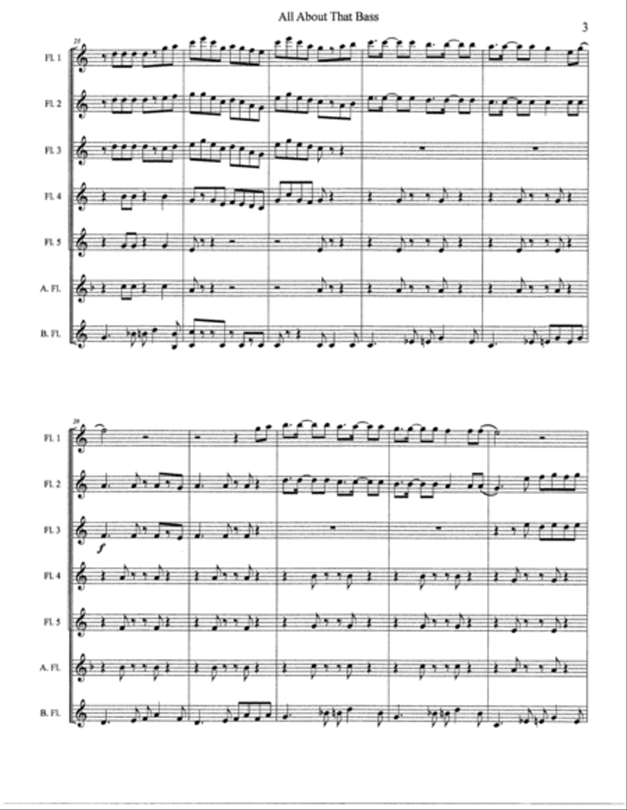 All About That Bass Woodwind Ensemble scores gallery preview page 3