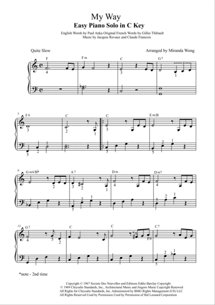 My Way Easy Piano scores gallery preview page 1