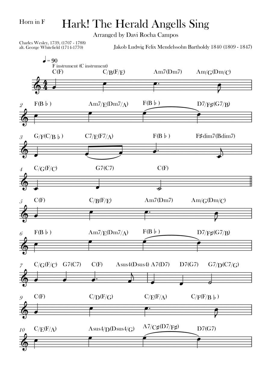 Hark! The Herald Angells Sing Horn Solo scores gallery preview page 1