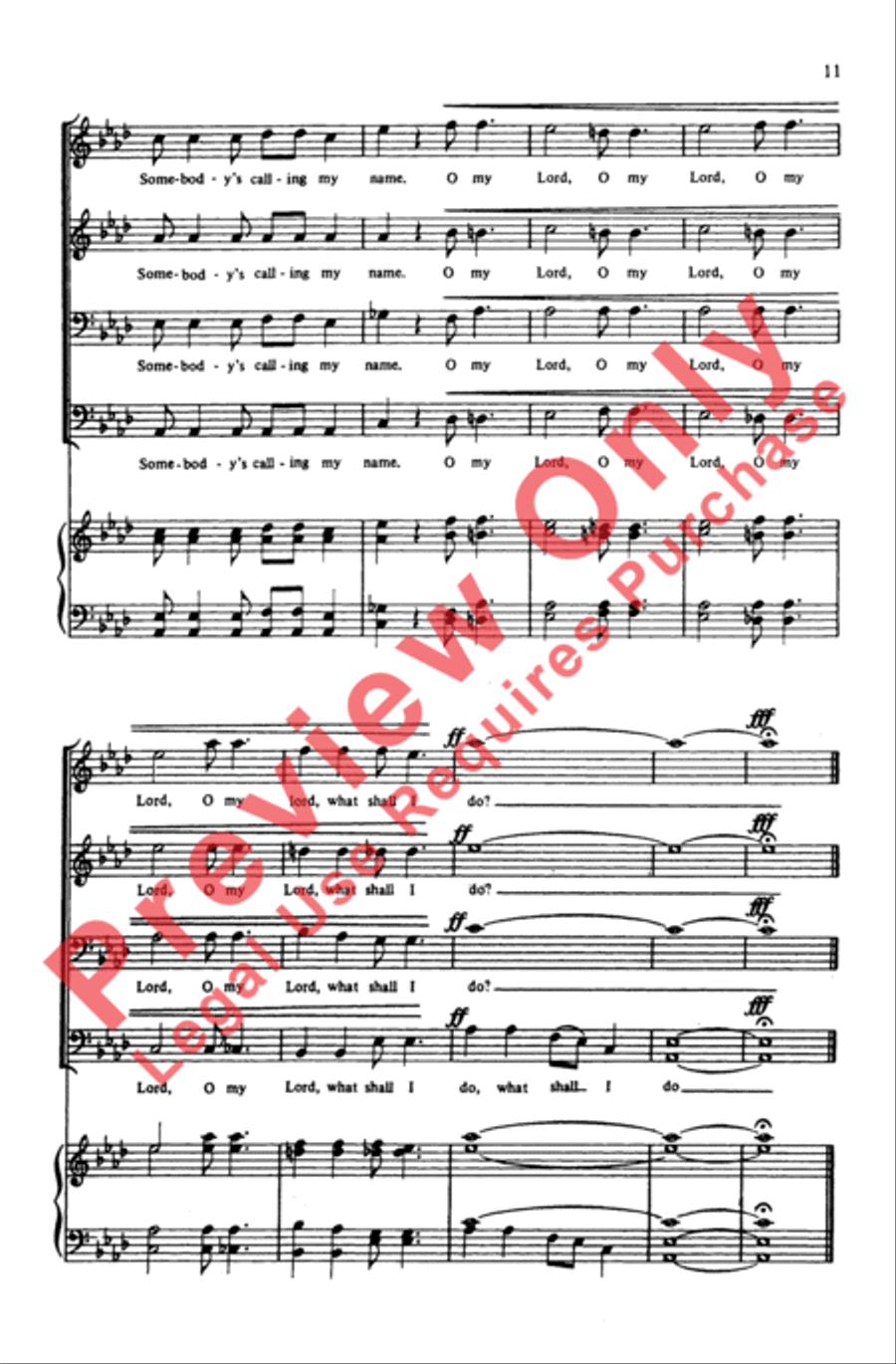 Somebody's Calling My Name Men's Choir scores gallery preview page 10