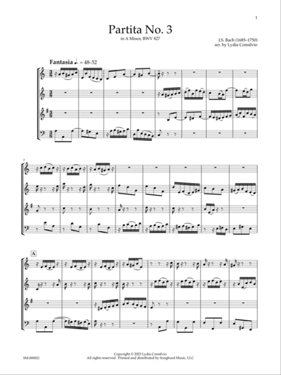 Partita No. 3 in A Minor, BWV 827 Woodwind Ensemble scores gallery preview page 3