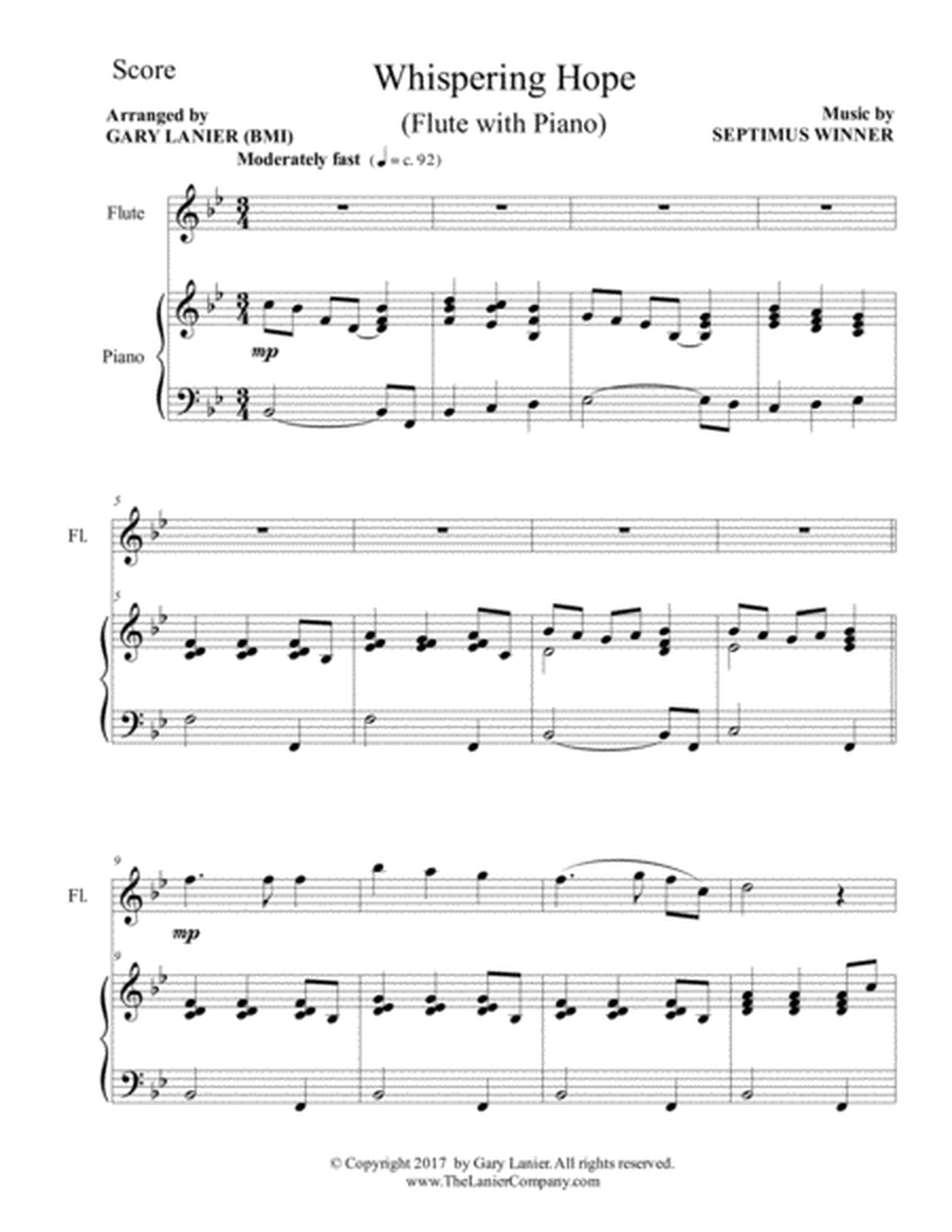 WHISPERING HOPE (Duet – Flute & Piano with Score/Part) image number null
