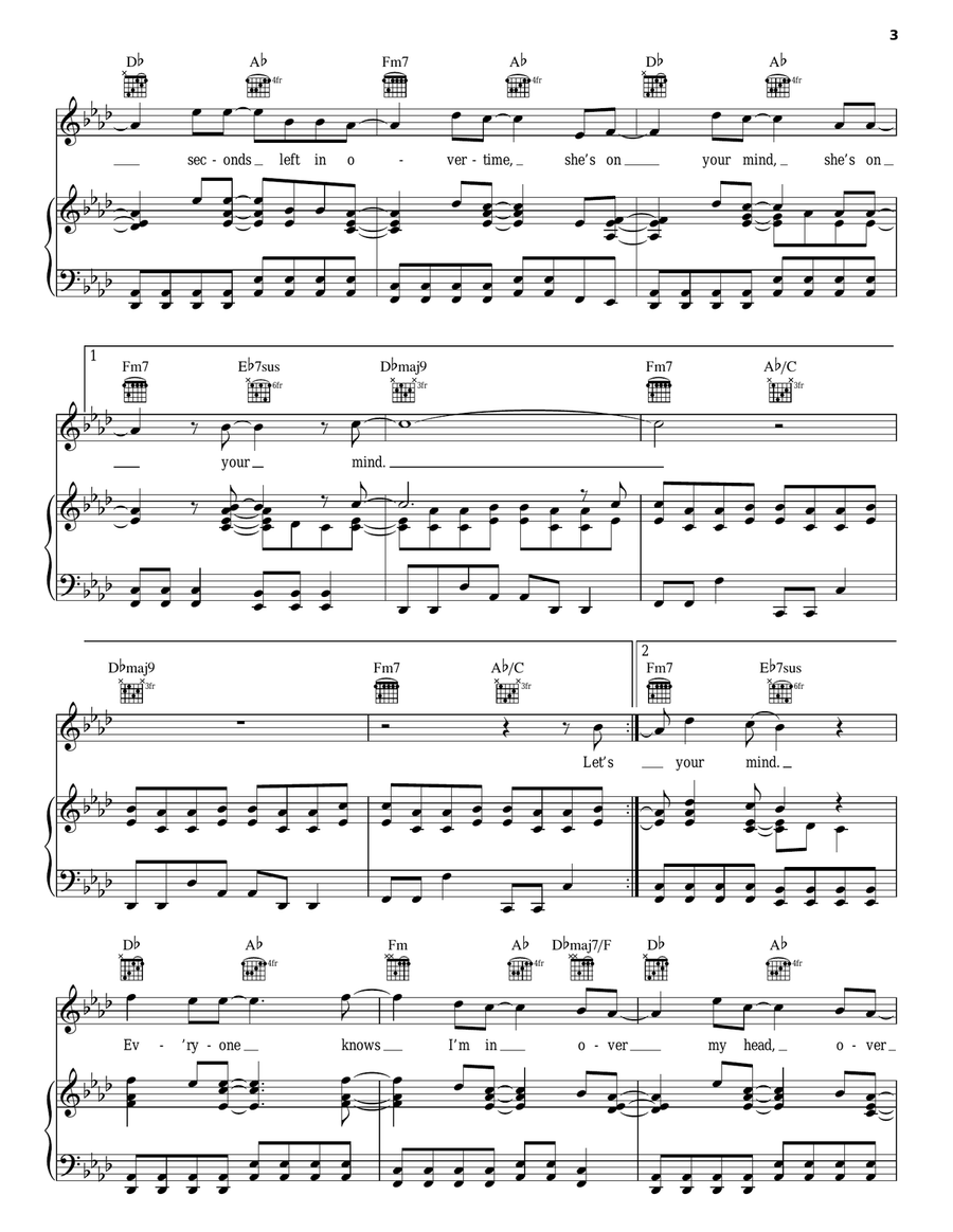 Over My Head (Cable Car) Piano, Vocal, Guitar scores gallery preview page 3