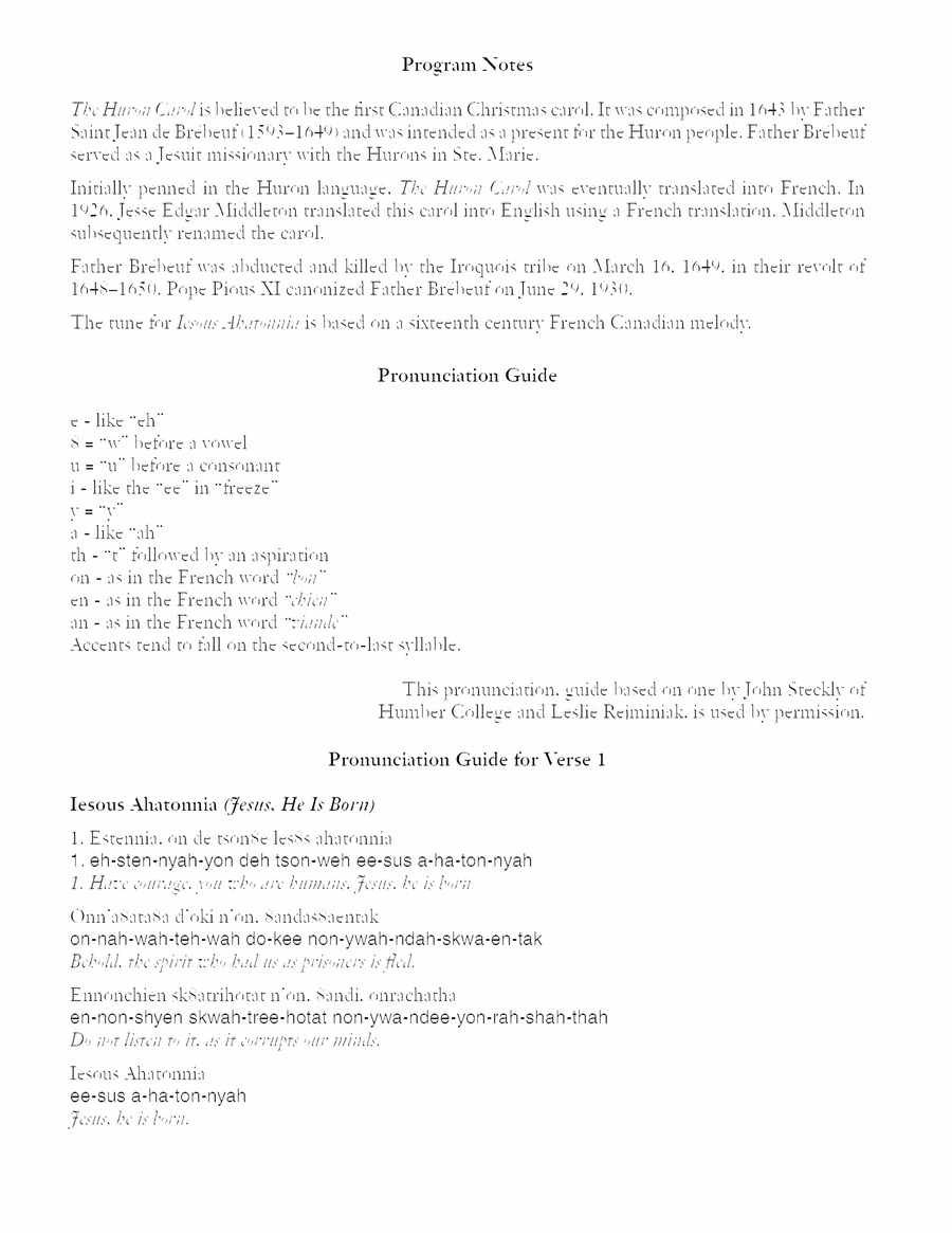 Carols of the Nativity: 3. The Huron Carol 4-Part scores gallery preview page 1