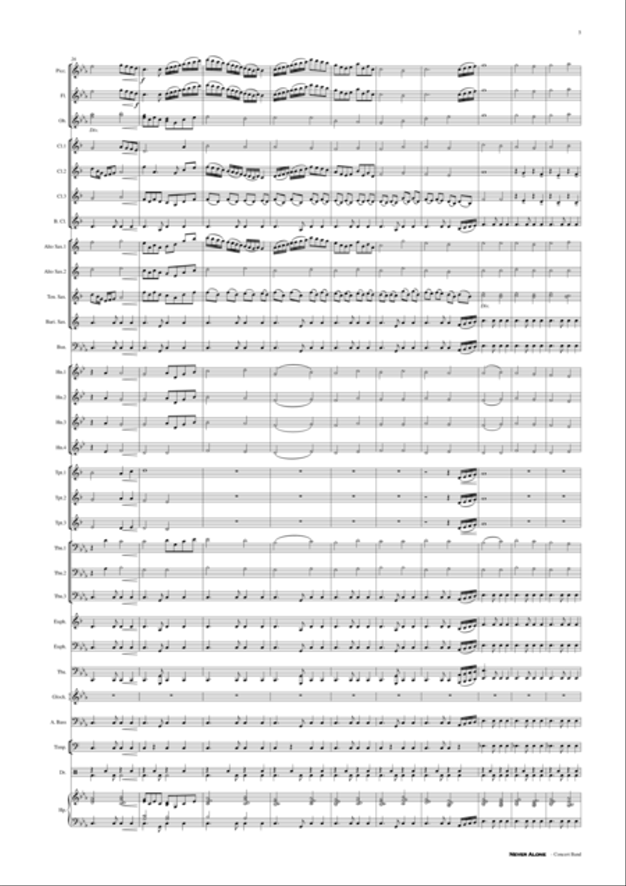 Never Alone - Concert Band Score and Parts PDF Concert Band scores gallery preview page 5