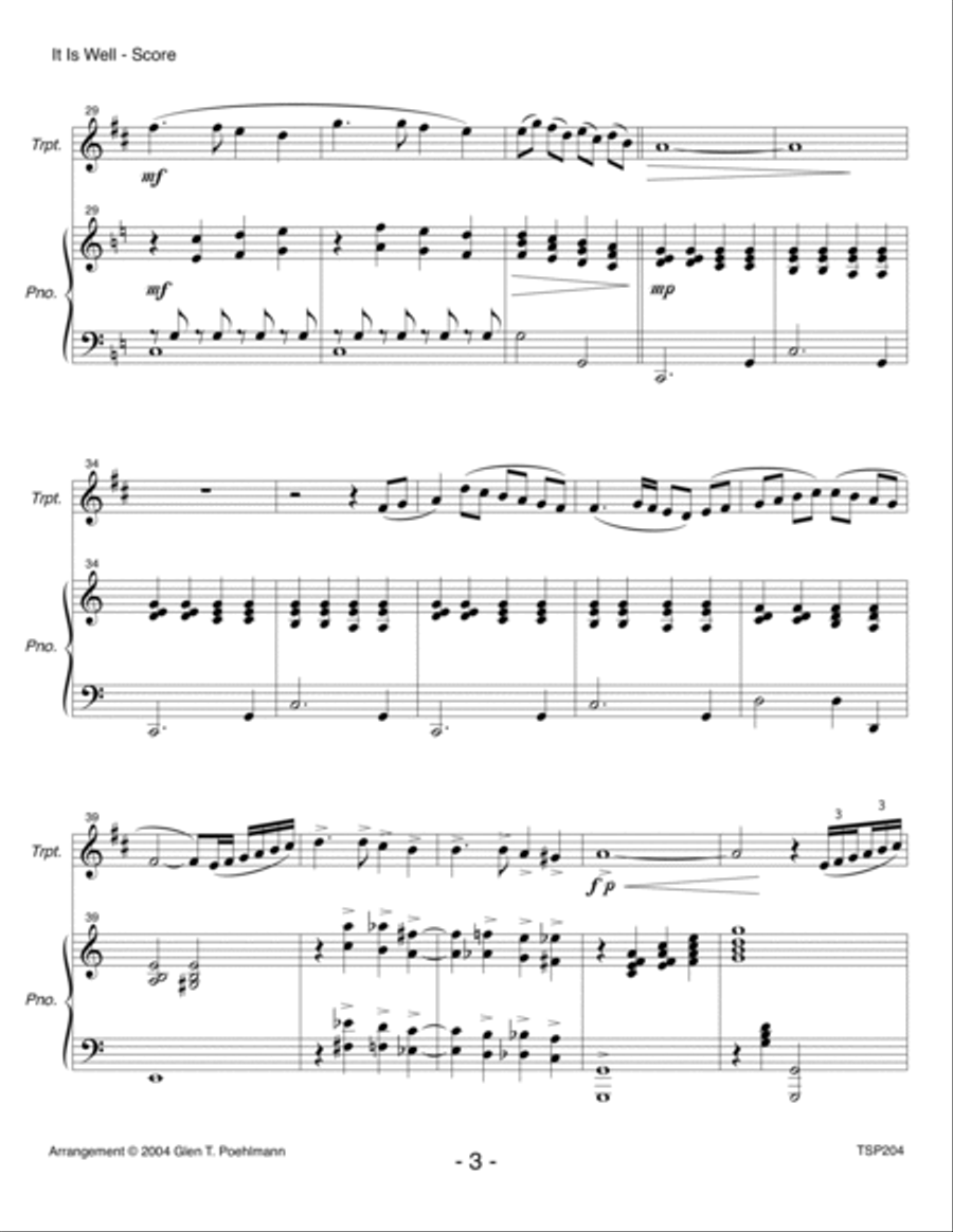 IT IS WELL WITH MY SOUL - TRUMPET SOLO with Piano Accompaniment Trumpet Solo scores gallery preview page 3