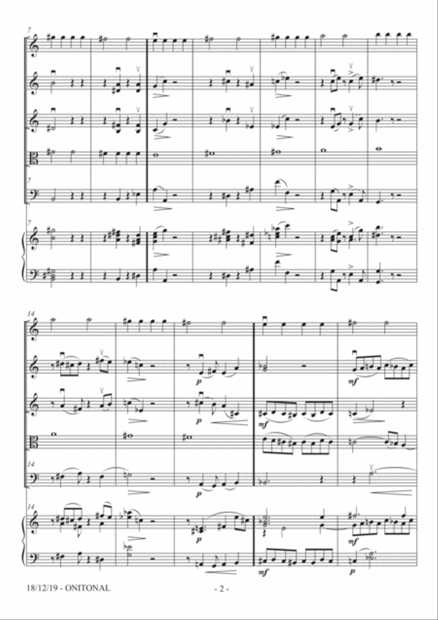 ONITONAL for (a very beginner) solo violin and ensemble (2 violins with optional piano, bassoon and Bassoon scores gallery preview page 2