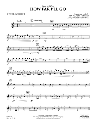 How Far I'll Go (from Moana) - Bb Tenor Saxophone