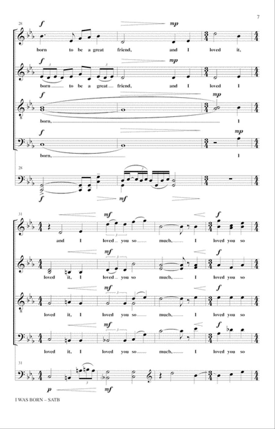 I Was Born 4-Part scores gallery preview page 5