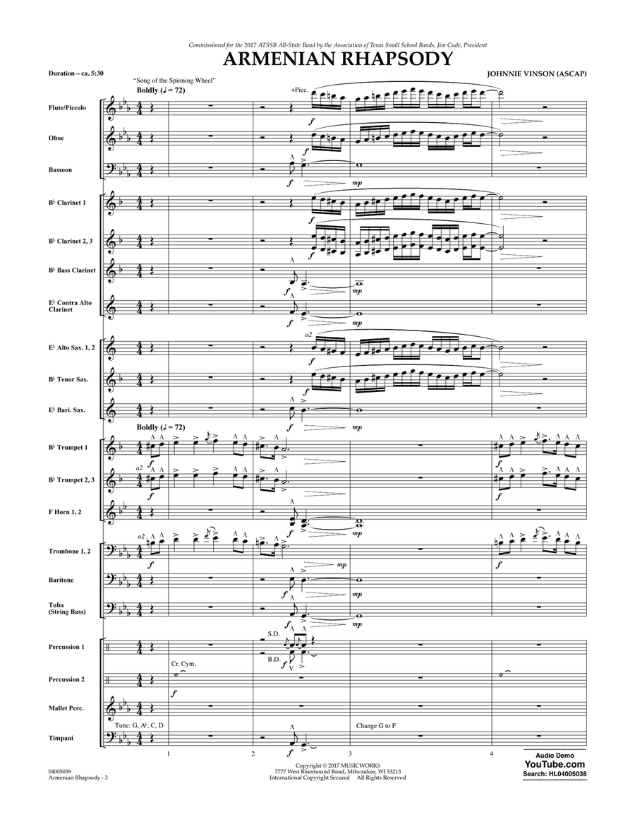Armenian Rhapsody - Conductor Score (Full Score) Concert Band scores gallery preview page 3
