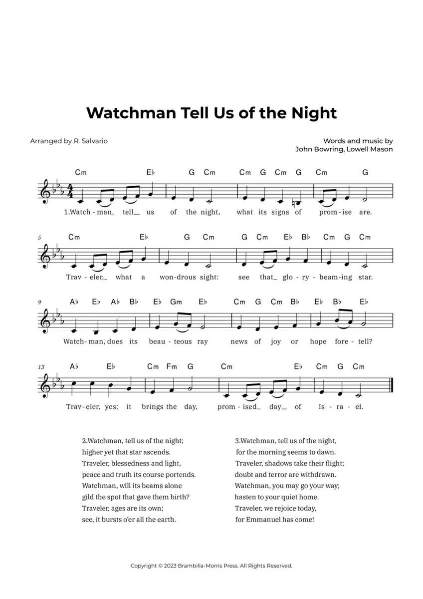 Watchman Tell Us of the Night (Key of C Minor) image number null